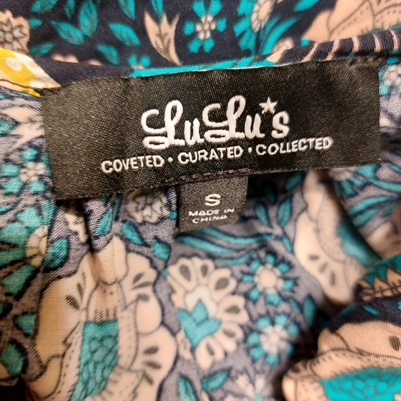 Lulu’s Every Step of the Sway Teal Print High-Low Dress S - Picture 6 of 7